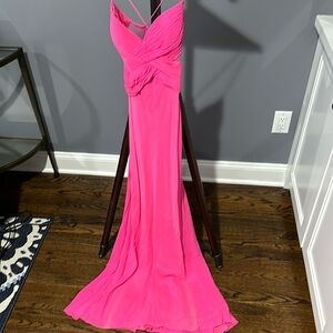 Cache Hot Pink Floor Length Silk Dress, Size 4